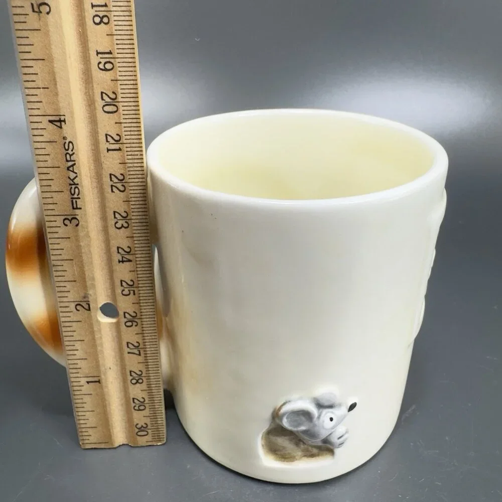 Quon Quon QQ Japan Ceramic Coffee Mug Cup‎ Kitty Cat Shaped With Mouse Mug Cup